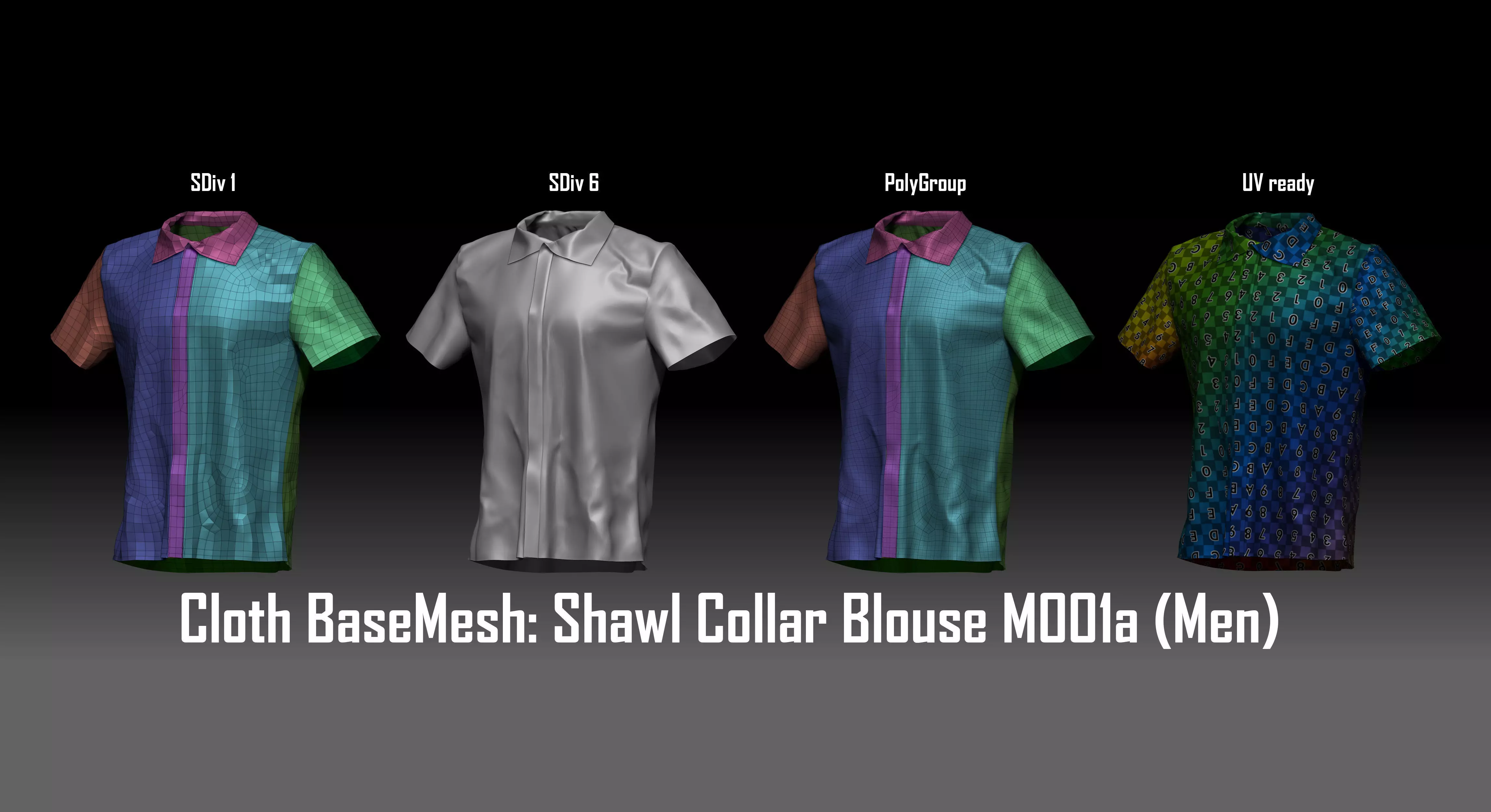 Men Shawl Collar Blouse M001a Marvelous and ZBrush 3D model_0