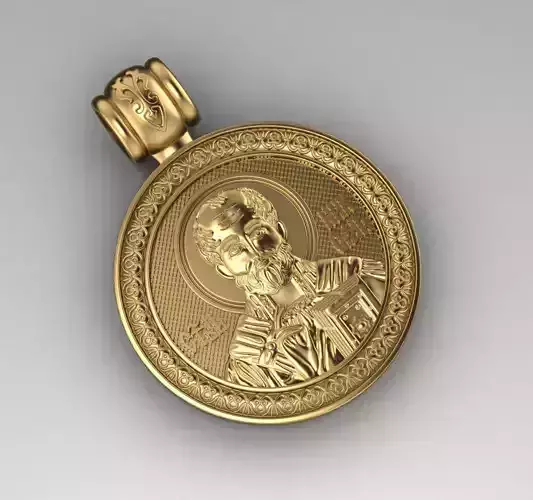 Suspension 3 st john baptist gold coin pendant 3D print model