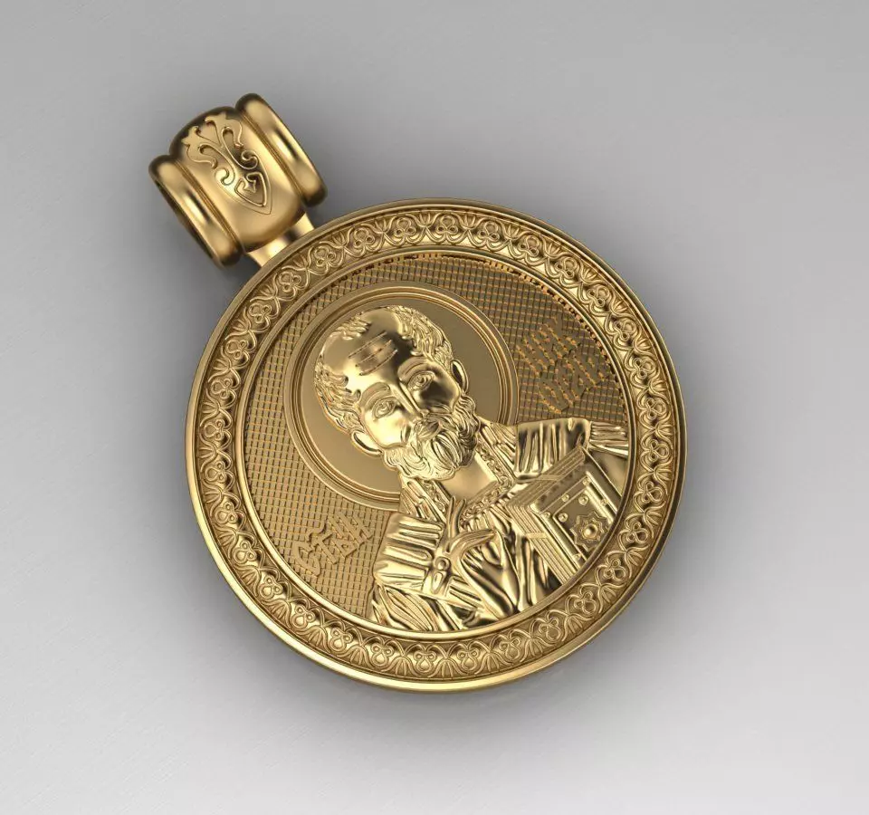 Suspension 3 st john baptist gold coin pendant 3D print model
