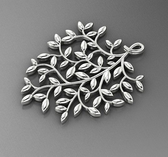 Suspension 5 sterling silver leaf pendant 3D print model