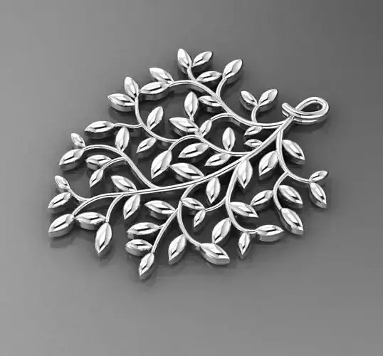 Suspension 5 sterling silver leaf pendant 3D print model