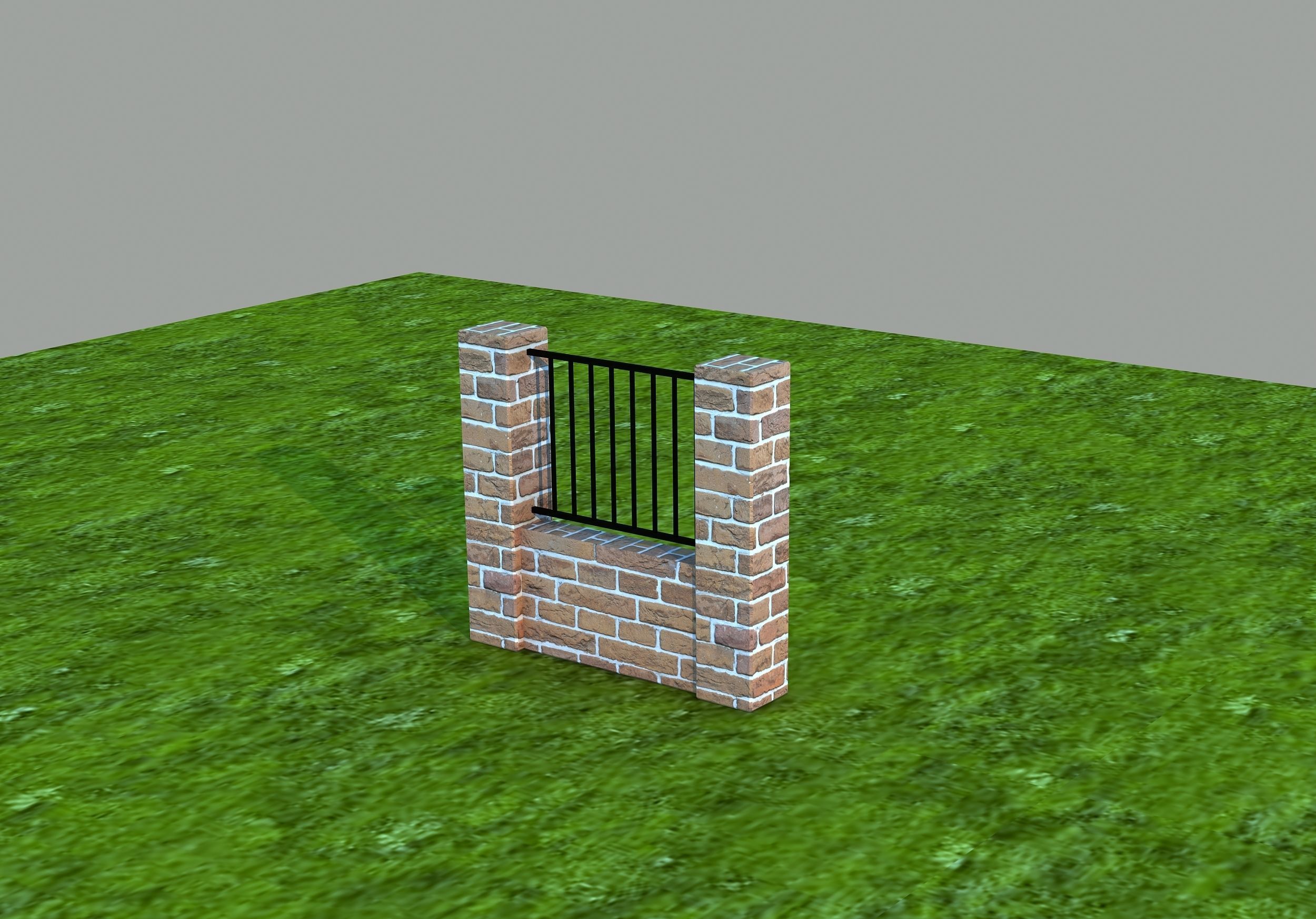 Fences fence in grass Low-poly 3D model_3