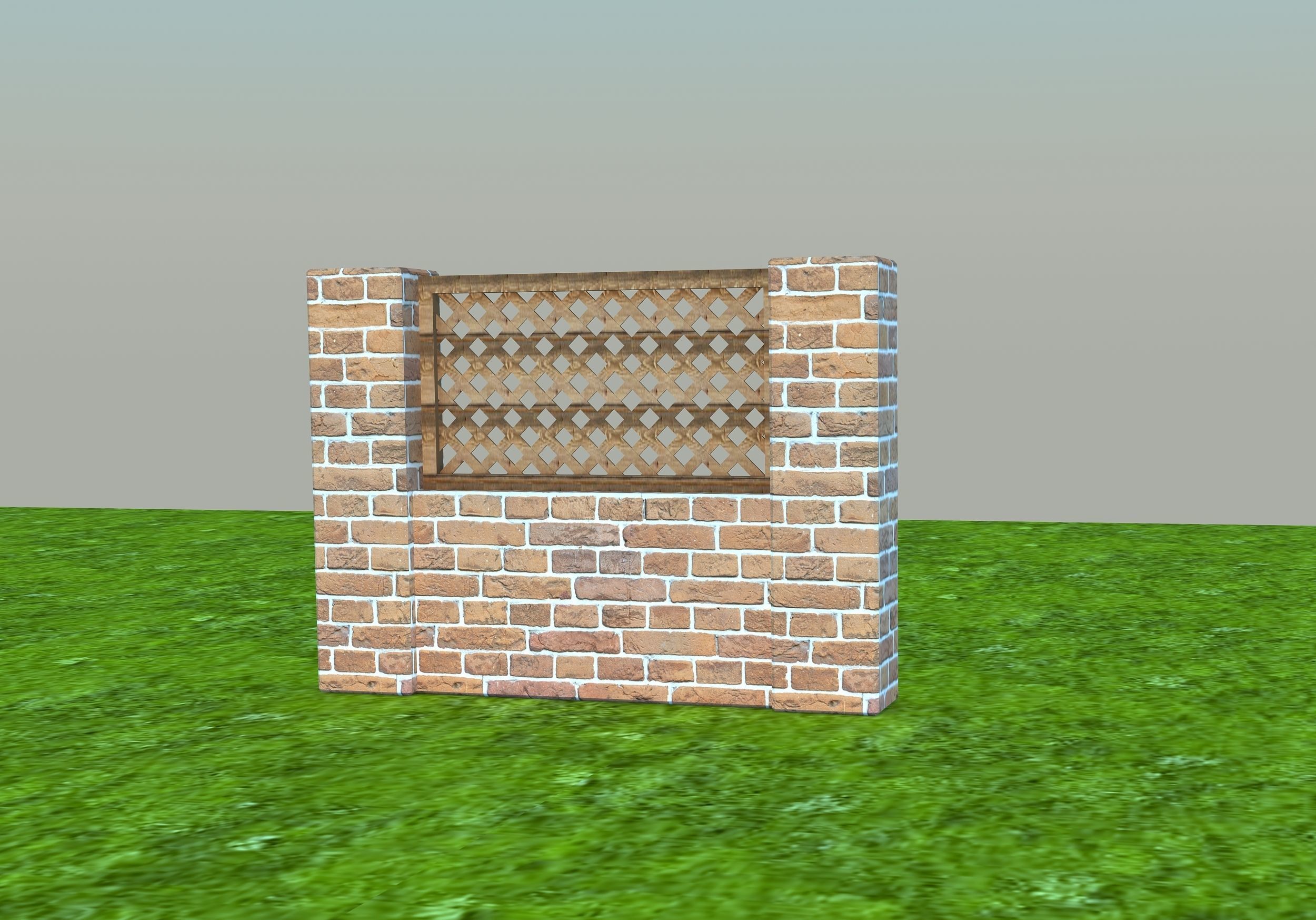 Fences fence in grass Low-poly 3D model_6