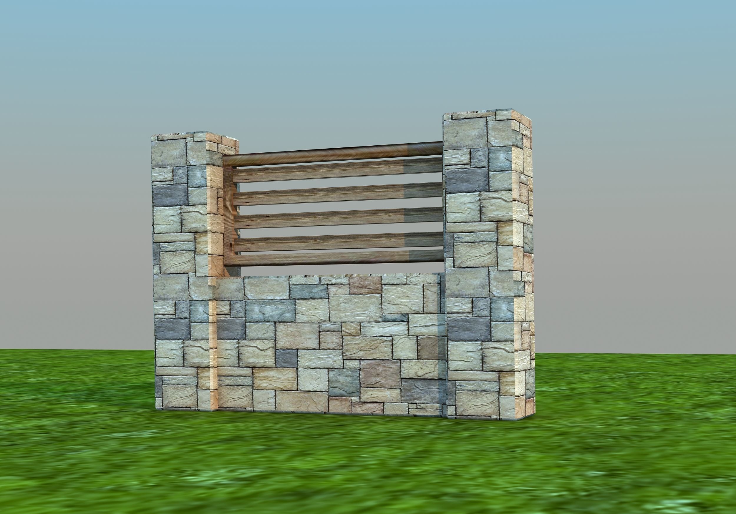 Fences fence in grass Low-poly 3D model_5