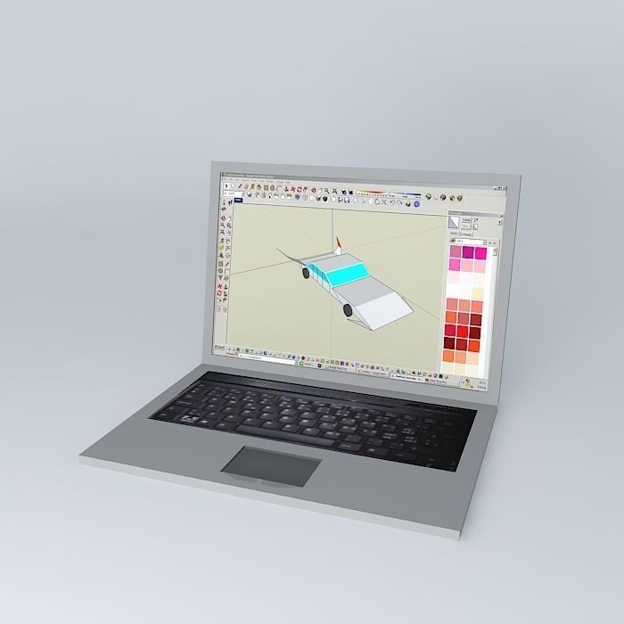 PC laptop computer with drawing Free 3D model_1