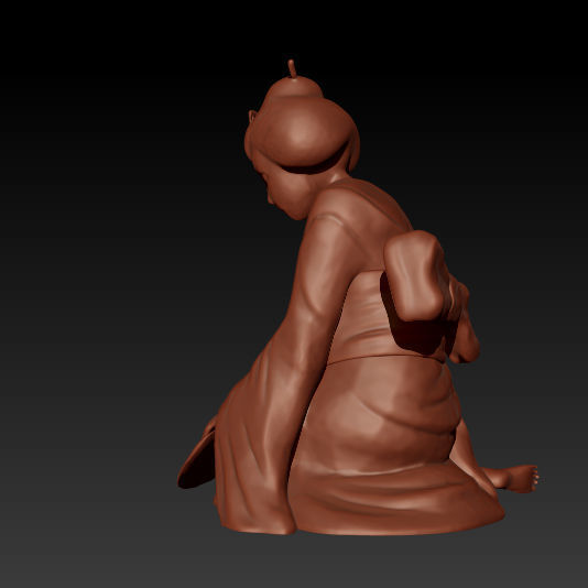 Sad Geisha 3D Sculpture 3D print model_15