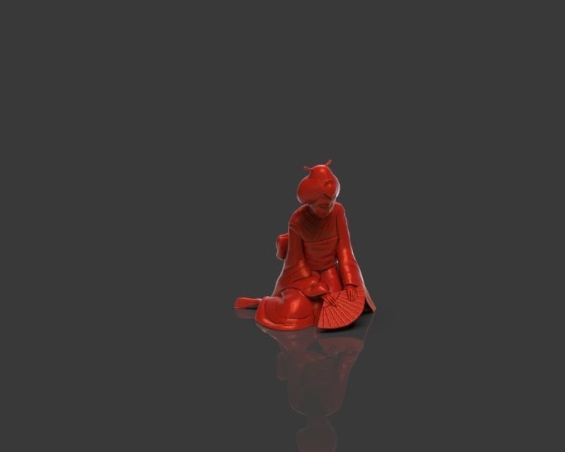 Sad Geisha 3D Sculpture 3D print model_10