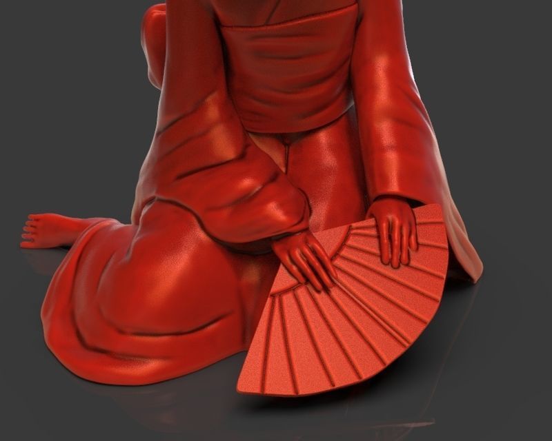 Sad Geisha 3D Sculpture 3D print model_6