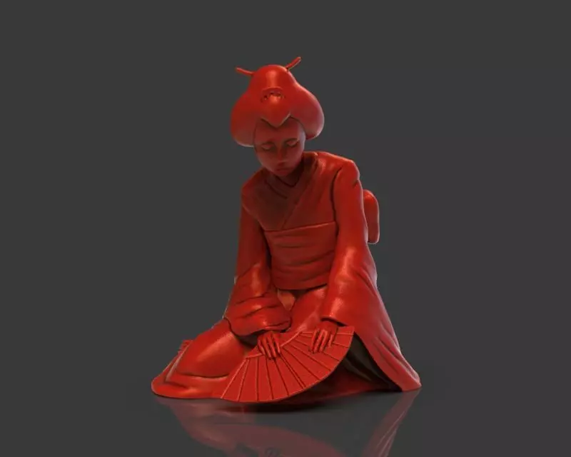 Sad Geisha 3D Sculpture 3D print model_0