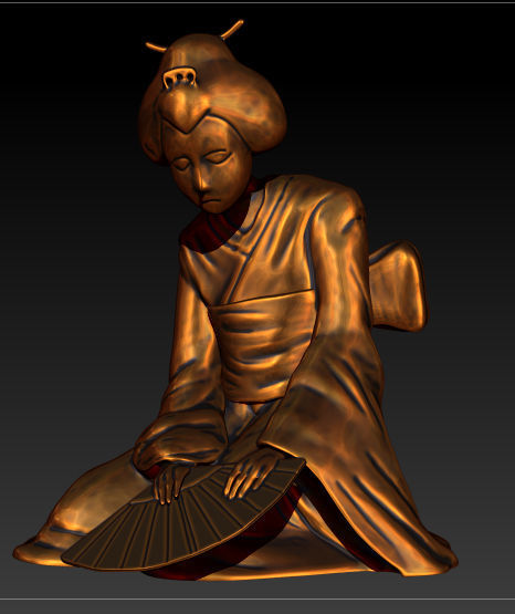 Sad Geisha 3D Sculpture 3D print model_16