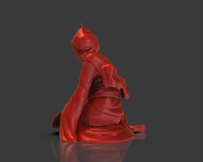 Sad Geisha 3D Sculpture 3D print model_2