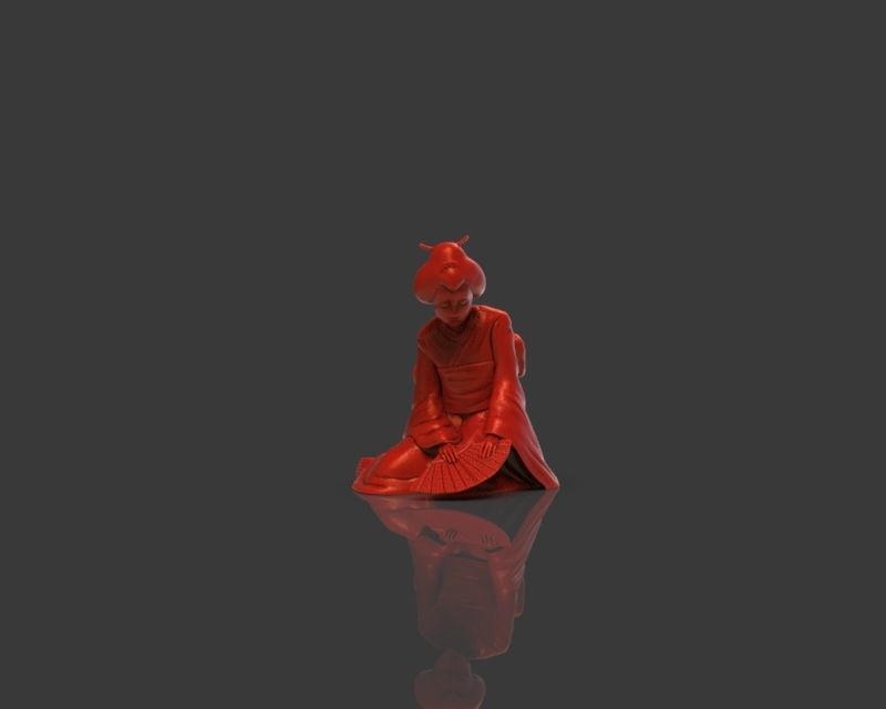 Sad Geisha 3D Sculpture 3D print model_11