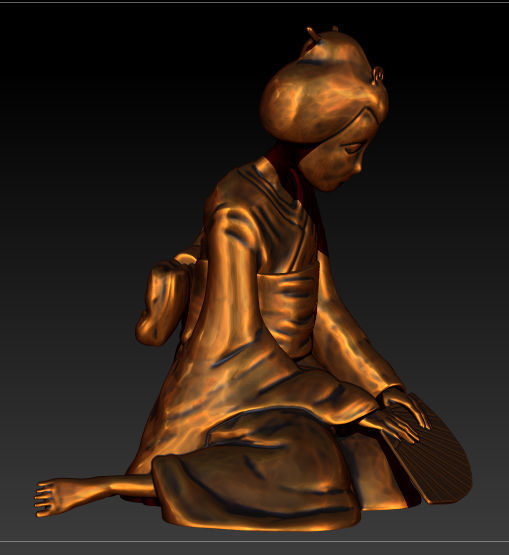 Sad Geisha 3D Sculpture 3D print model_19