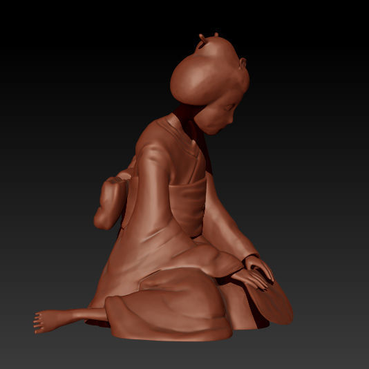 Sad Geisha 3D Sculpture 3D print model_13