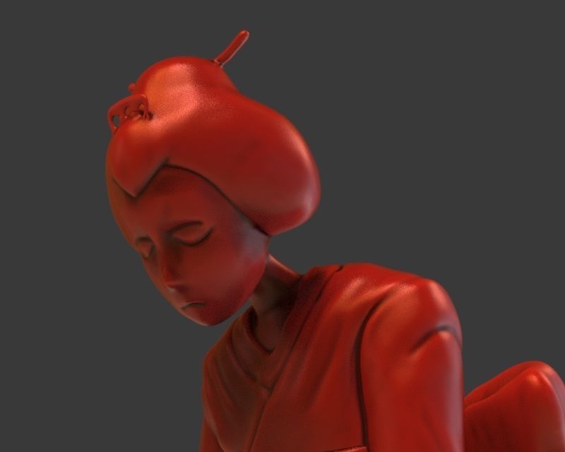 Sad Geisha 3D Sculpture 3D print model_8
