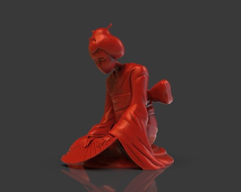 Sad Geisha 3D Sculpture 3D print model_1
