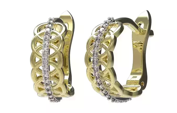 Earrings gold ring with diamonds