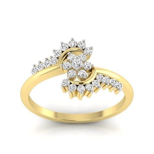 PR-008 elegant diamond ring gold 3D print model