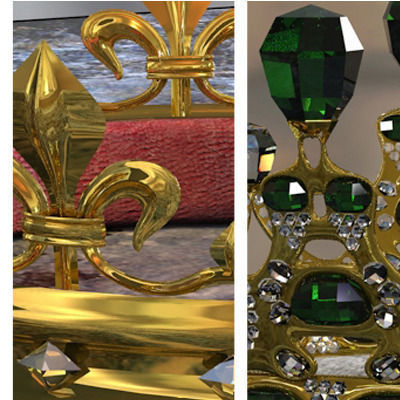 Collection - 5 Crowns different and jewels 3D model_5