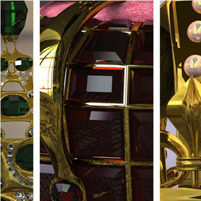 Collection - 5 Crowns different and jewels 3D model_1