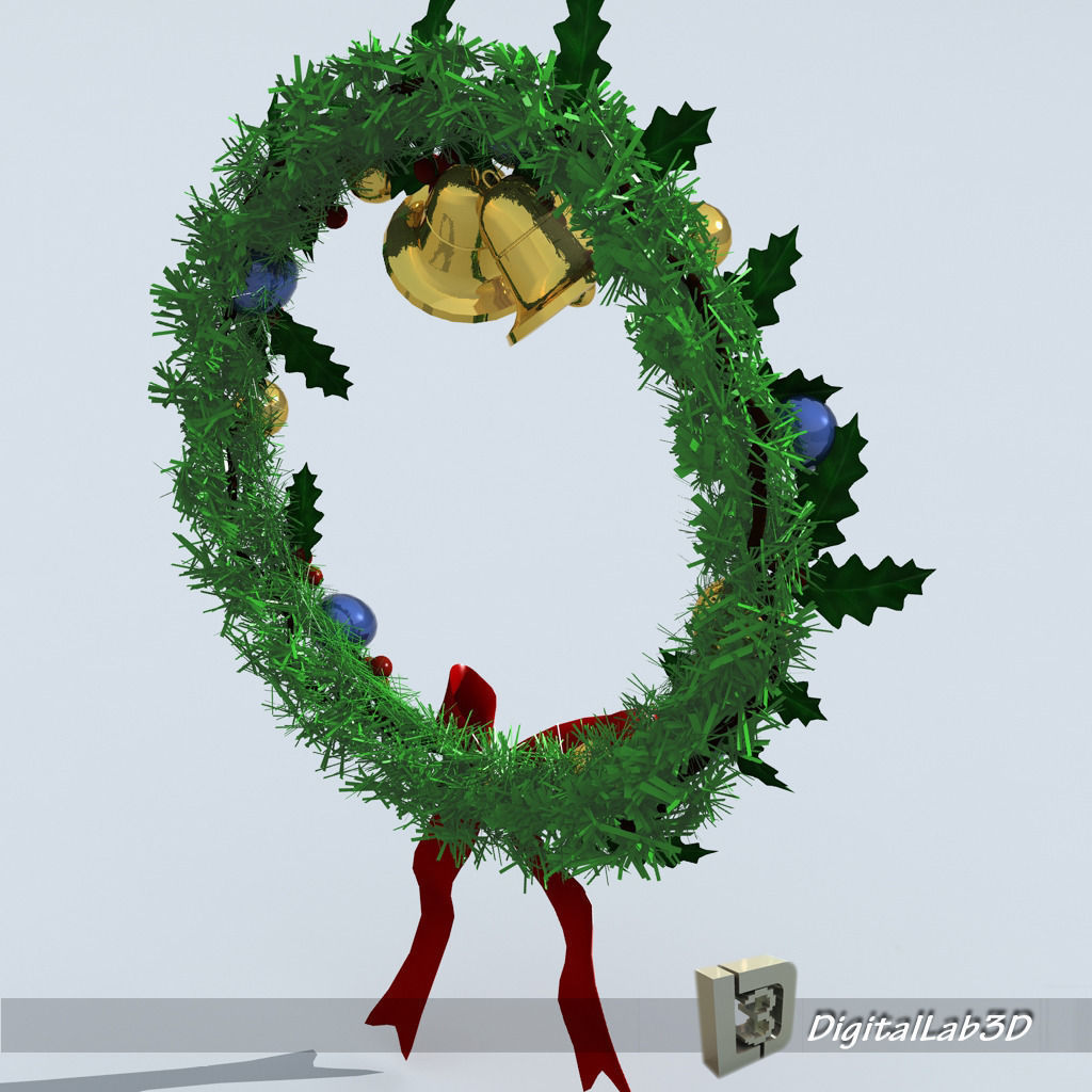 Christmas Wreath 1 bells 3D model_3