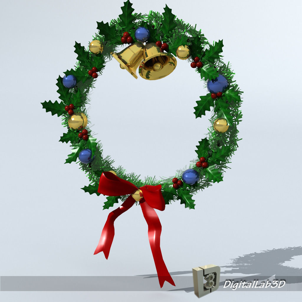 Christmas Wreath 1 bells 3D model_1