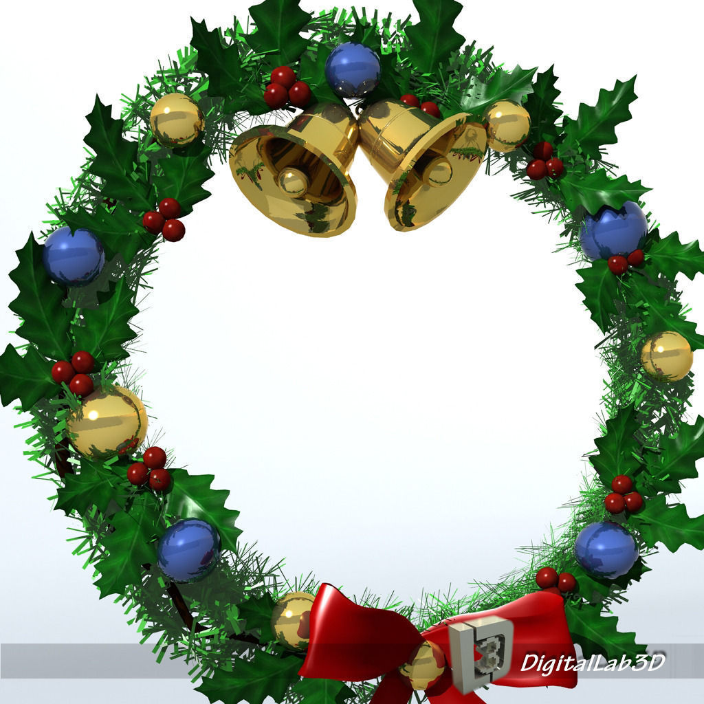 Christmas Wreath 1 bells 3D model_8