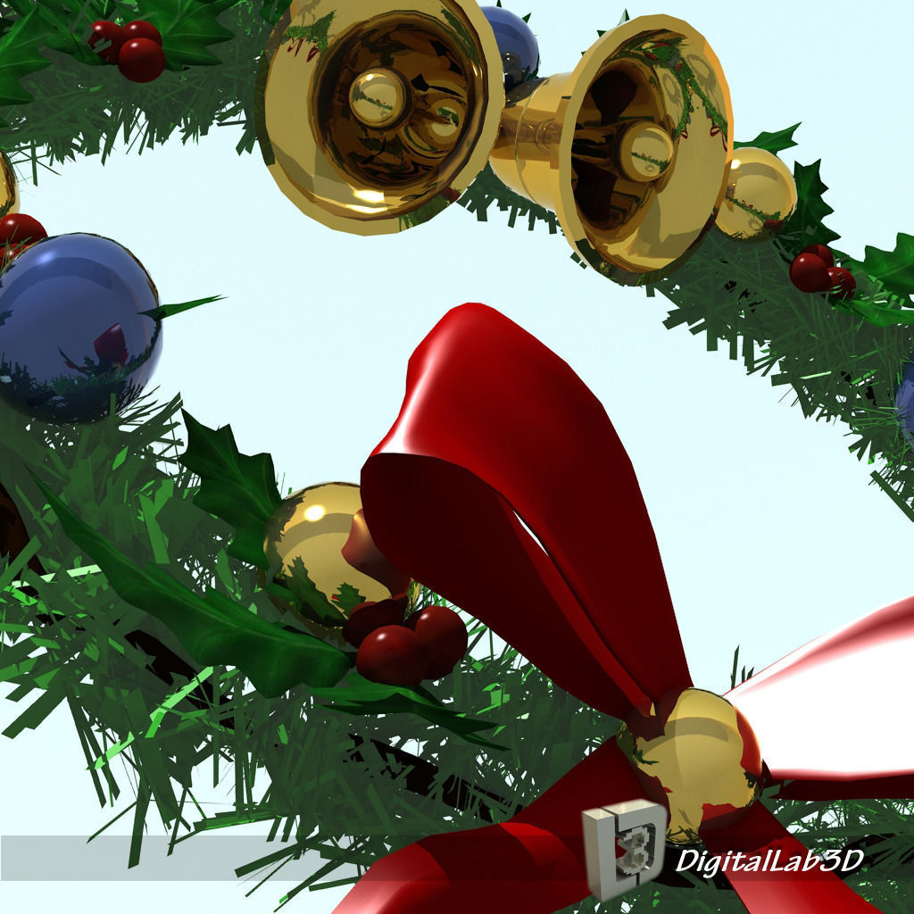 Christmas Wreath 1 bells 3D model_7