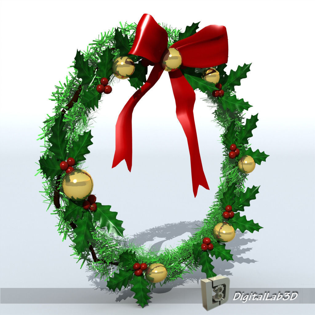 Christmas Wreath 1 bells 3D model_9