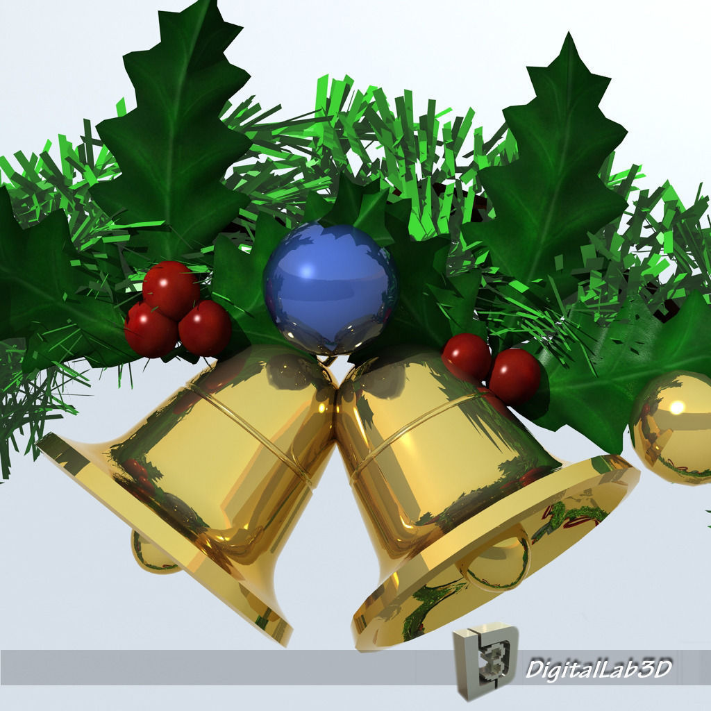 Christmas Wreath 1 bells 3D model_4