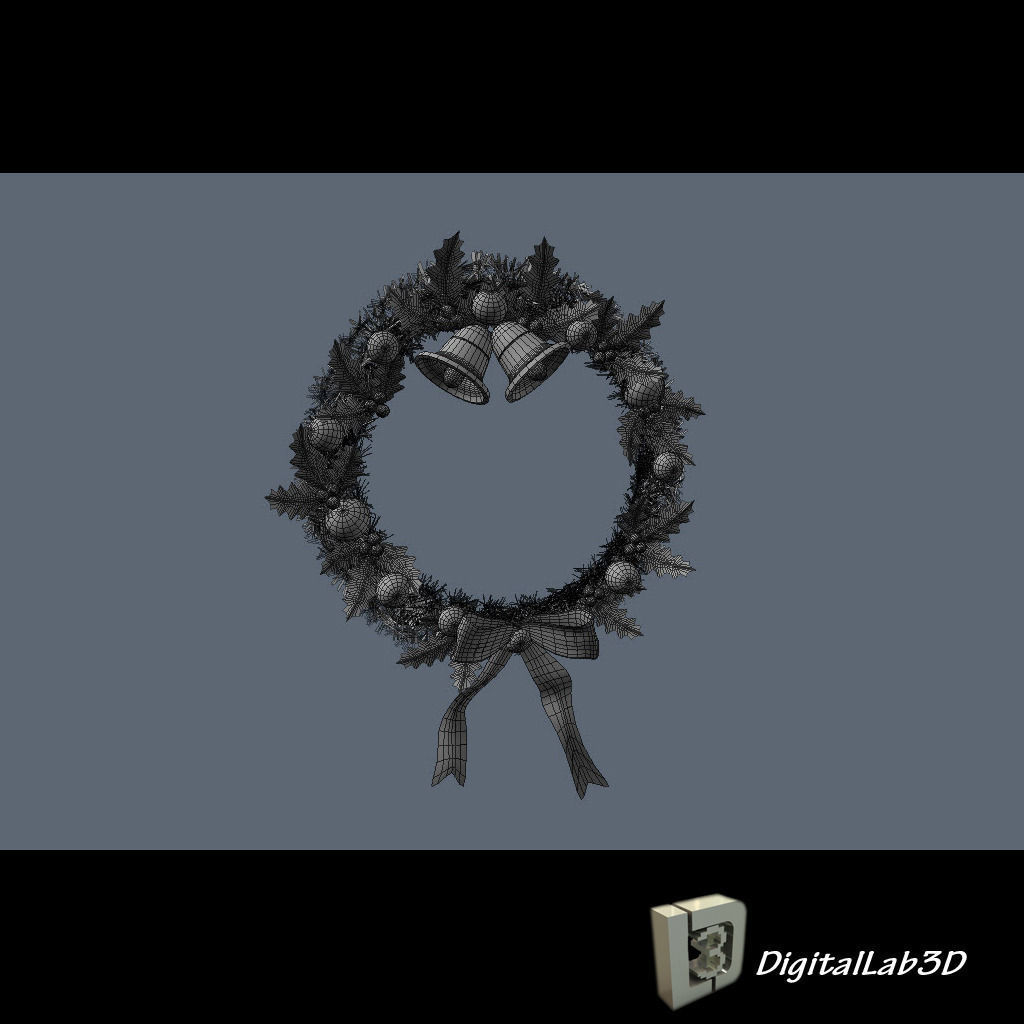 Christmas Wreath 1 bells 3D model_12