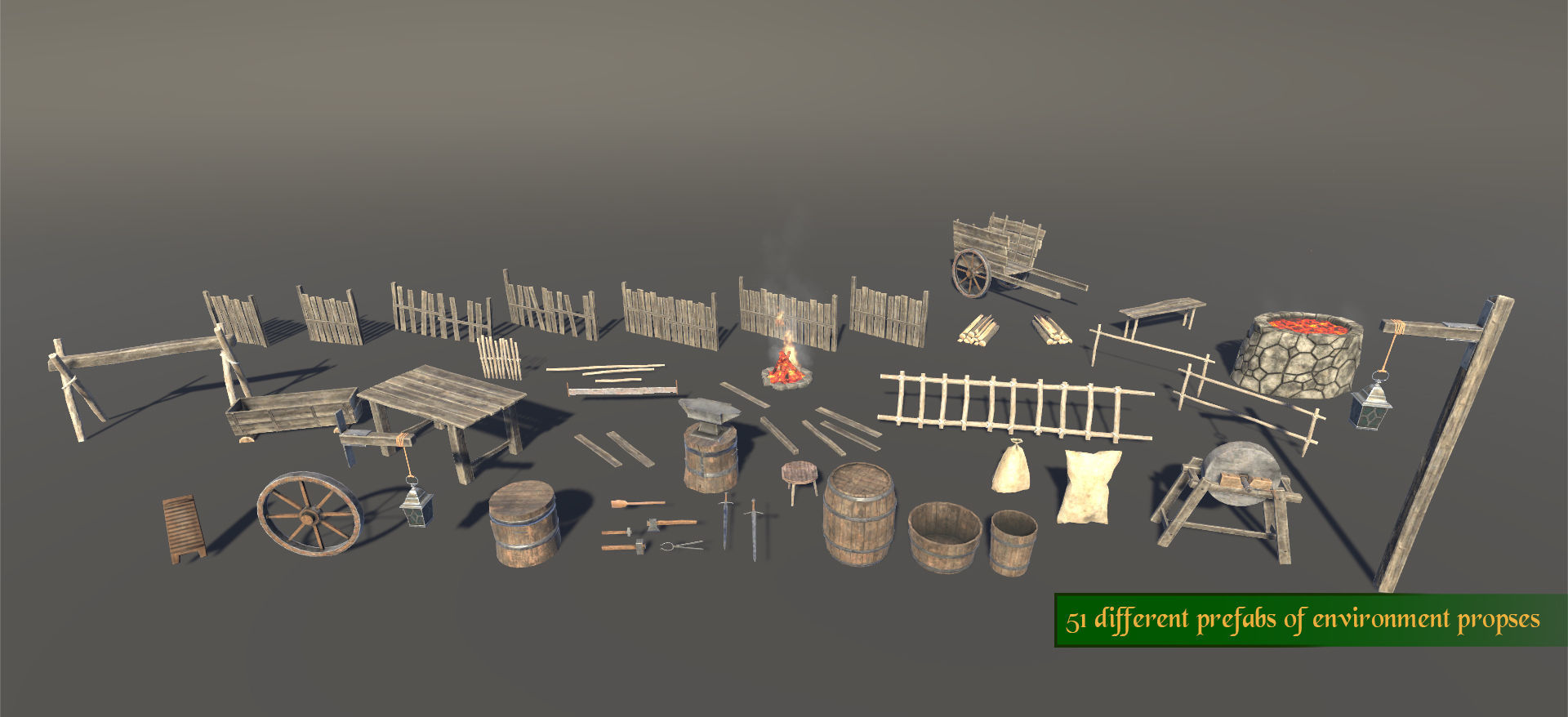 Medieval Village Environment Low-poly 3D model_29
