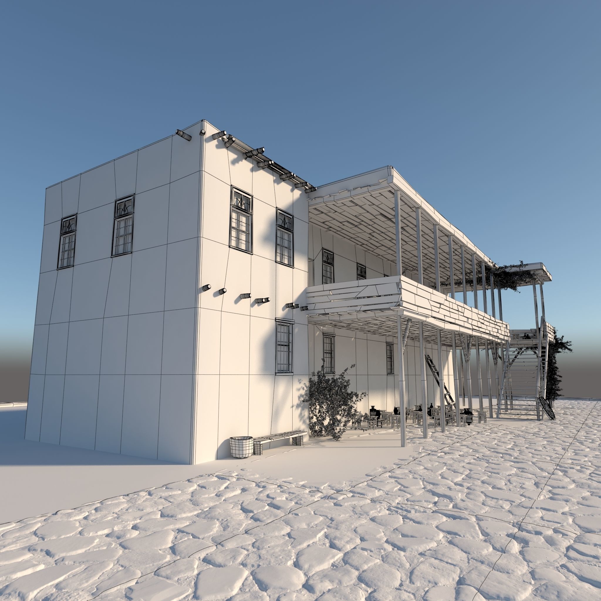 Medieval inn 3D model_1