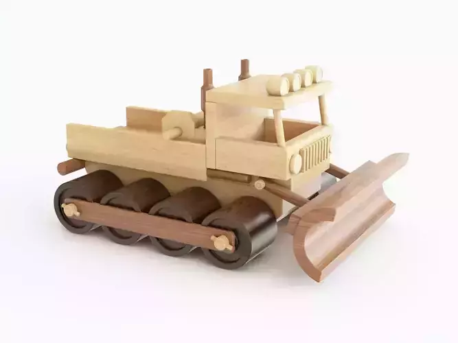 Wooden toy snow truck 06