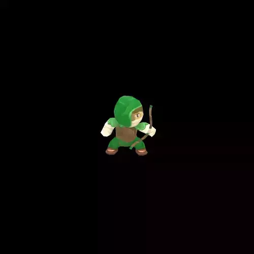 Animated Low poly game ready character Archer