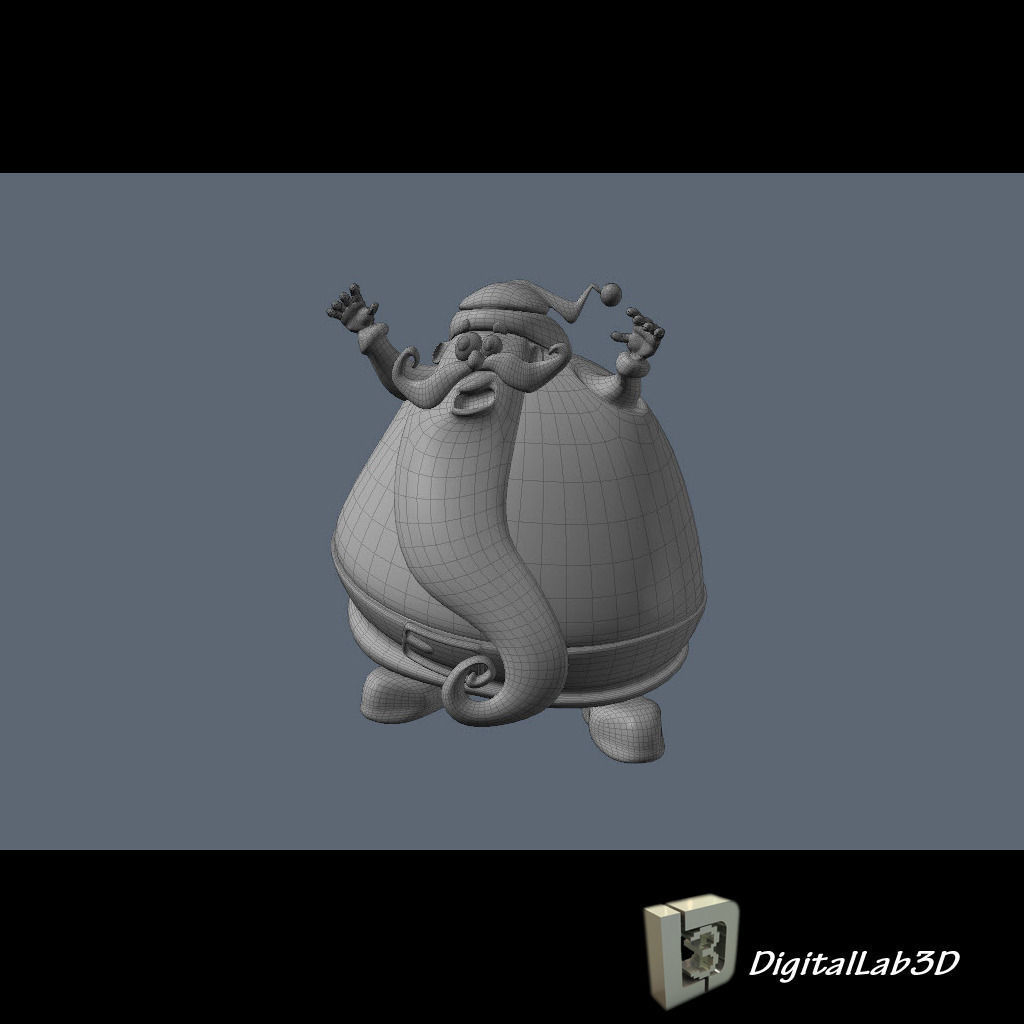 Santa Claus with Elves 3D model_3