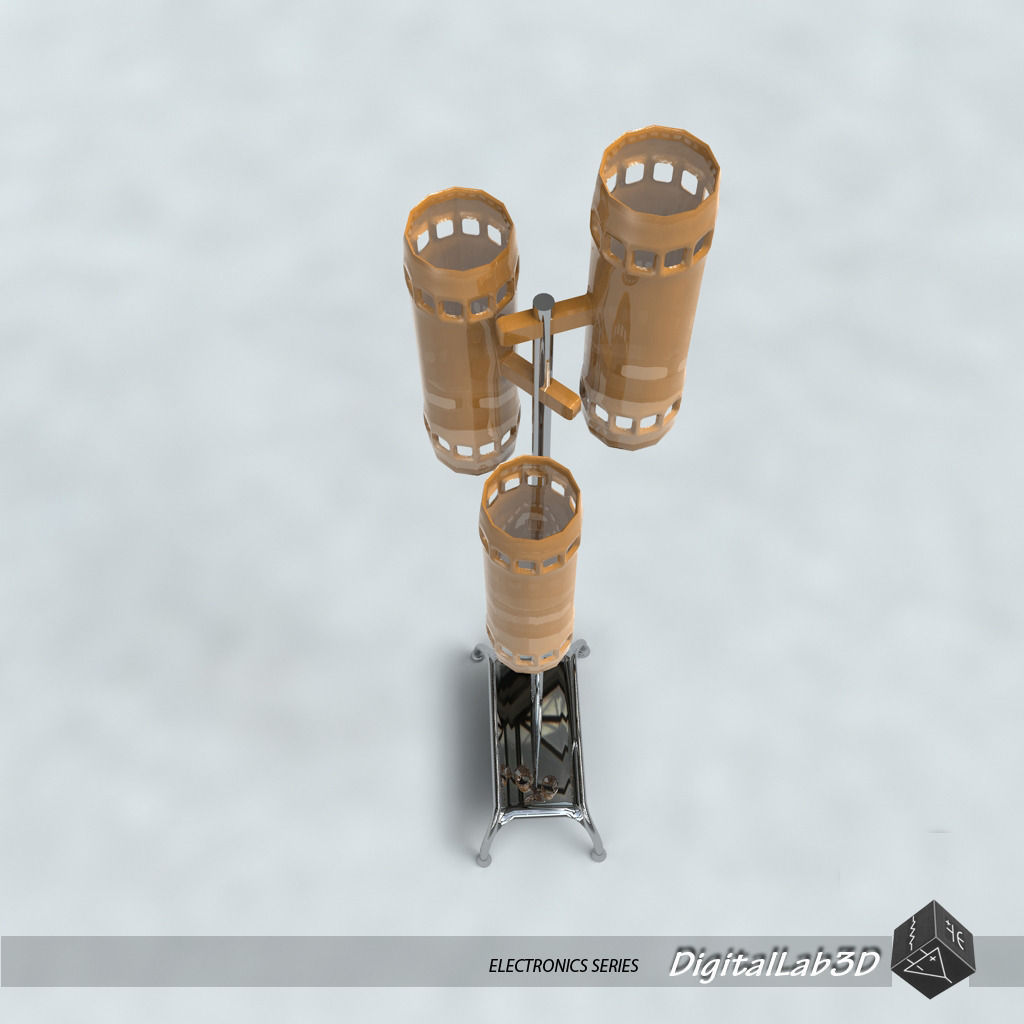 Lamp floor made of metal and wood 3D model_3