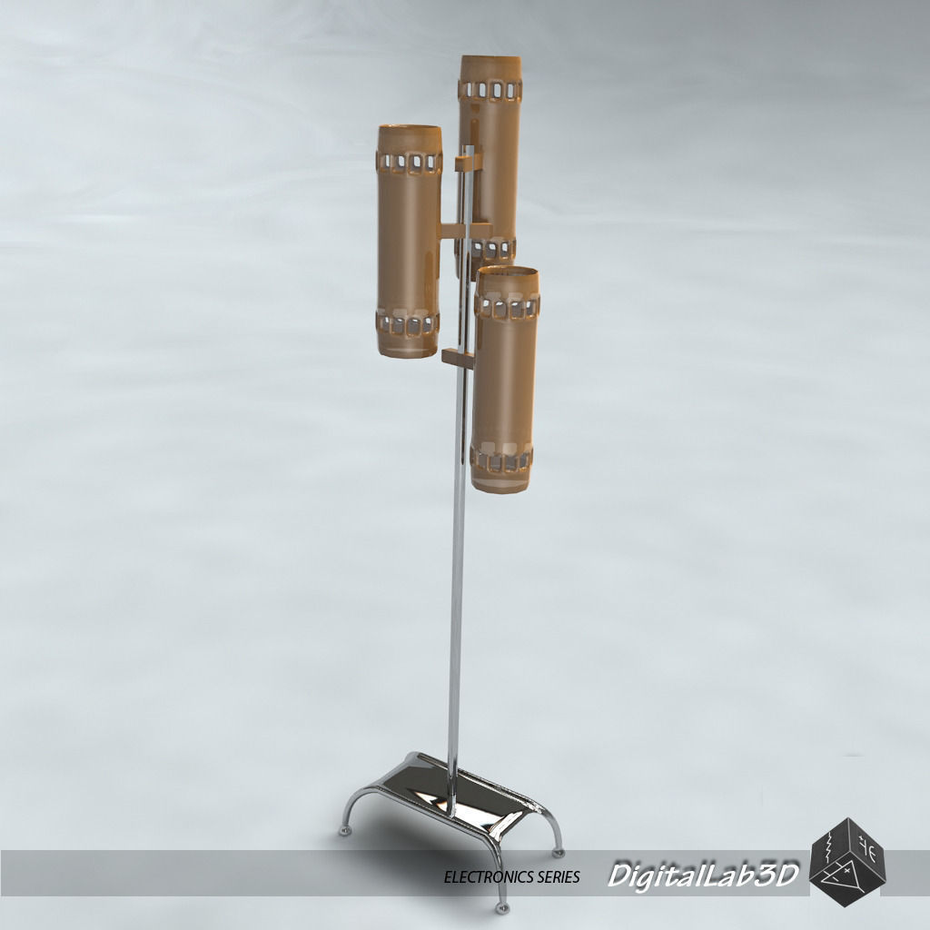 Lamp floor made of metal and wood 3D model_4