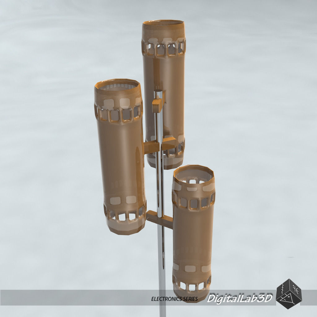 Lamp floor made of metal and wood 3D model_1