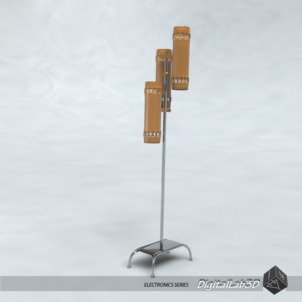 Lamp floor made of metal and wood 3D model_5