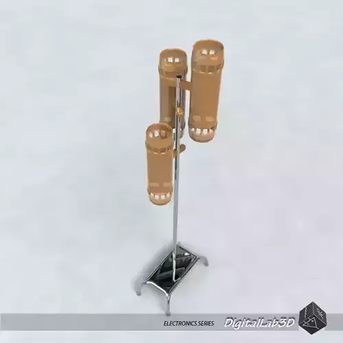 Lamp floor made of metal and wood 3D model