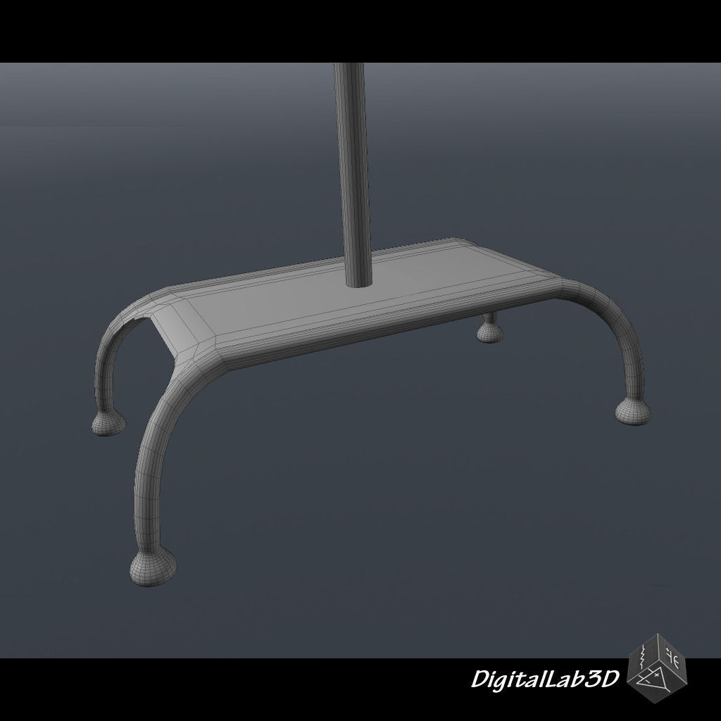 Lamp floor made of metal and wood 3D model_8