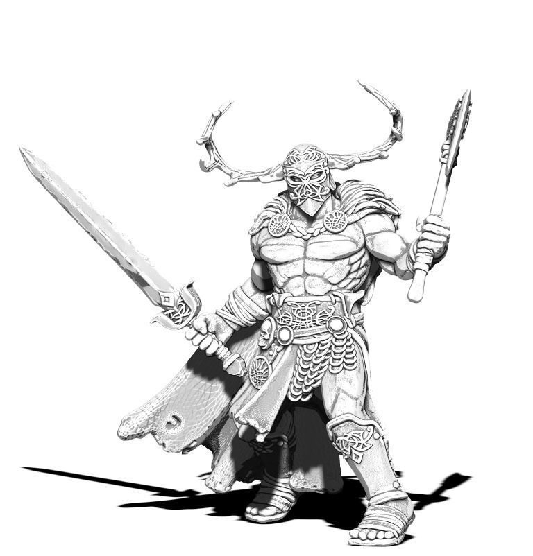 Celt barbarian - Borvo 35mm scale - 3D print model 3D print model_5