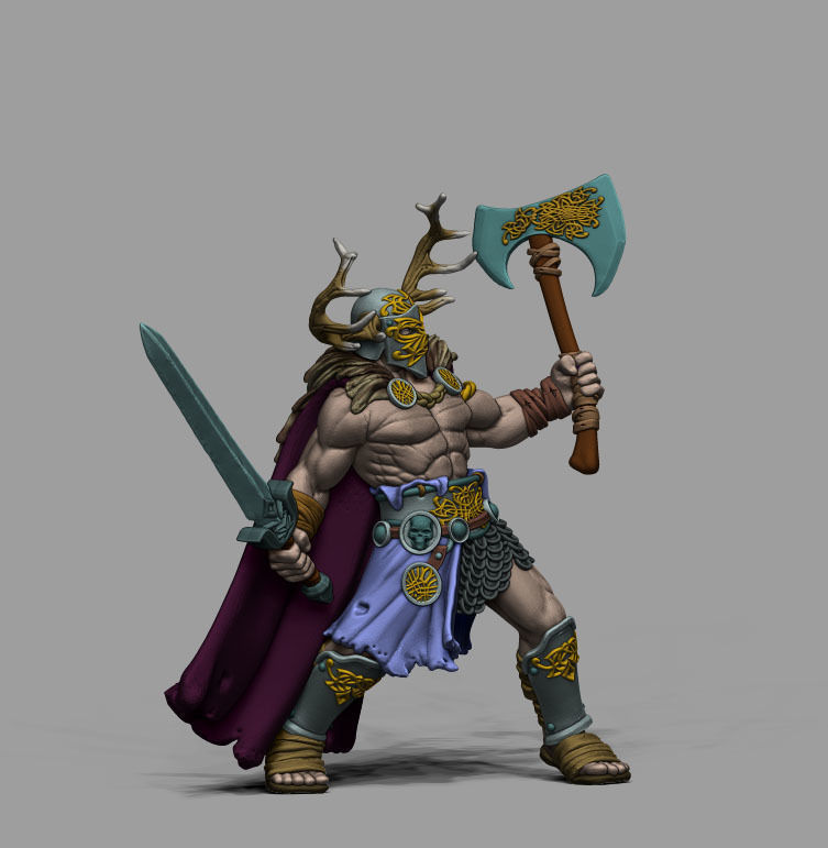 Celt barbarian - Borvo 35mm scale - 3D print model 3D print model_11