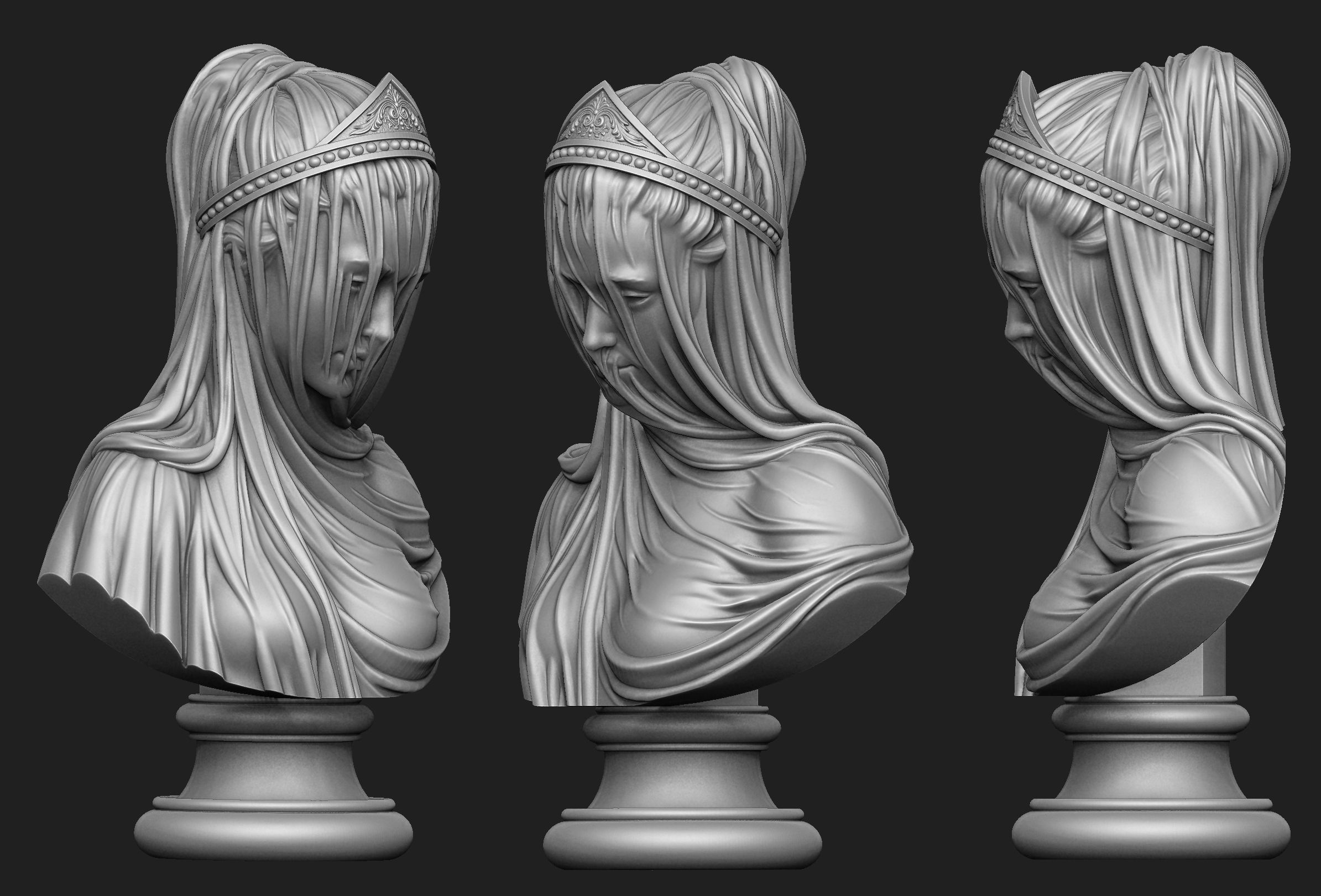 Drapery Bust 3D print model_1