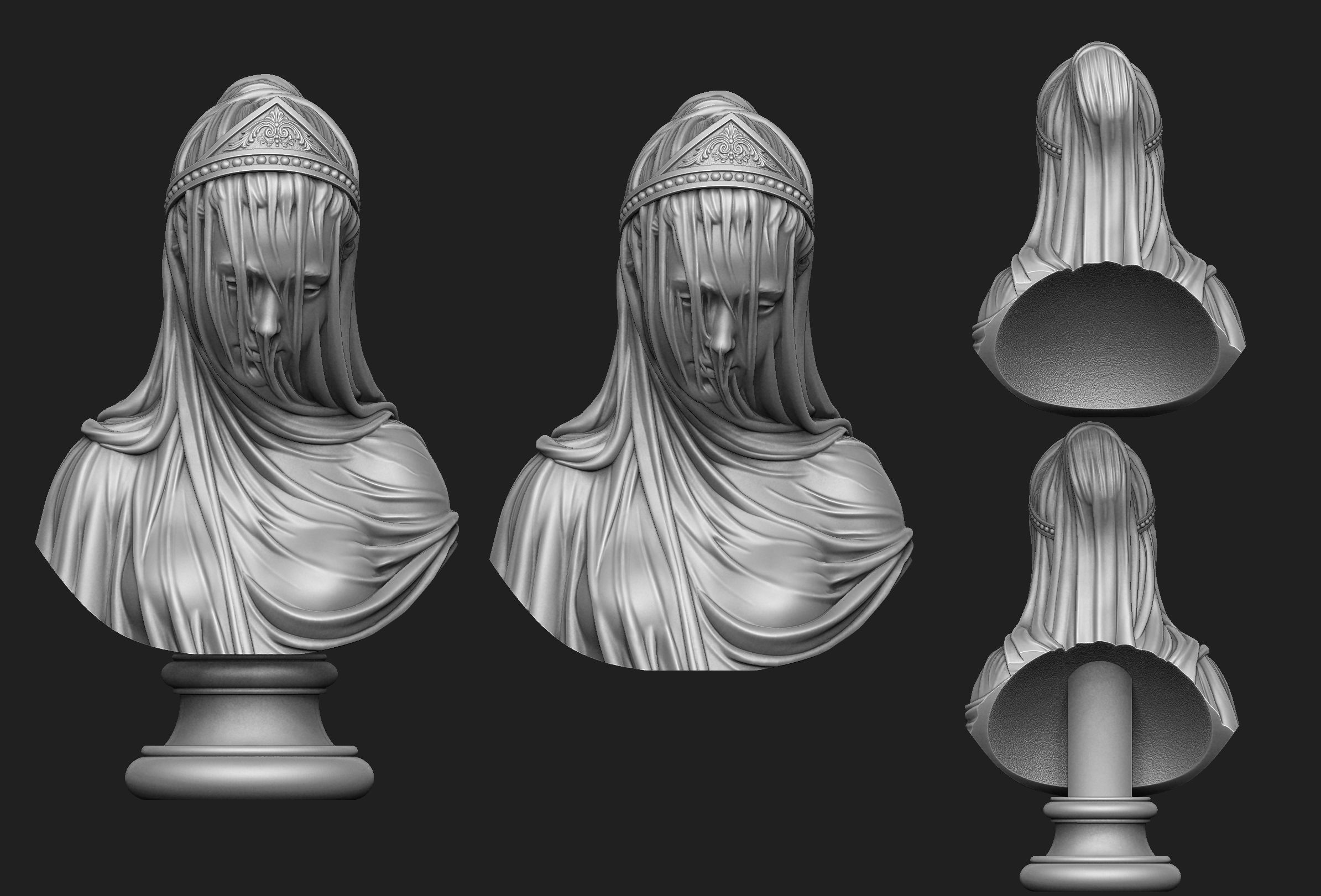 Drapery Bust 3D print model_2