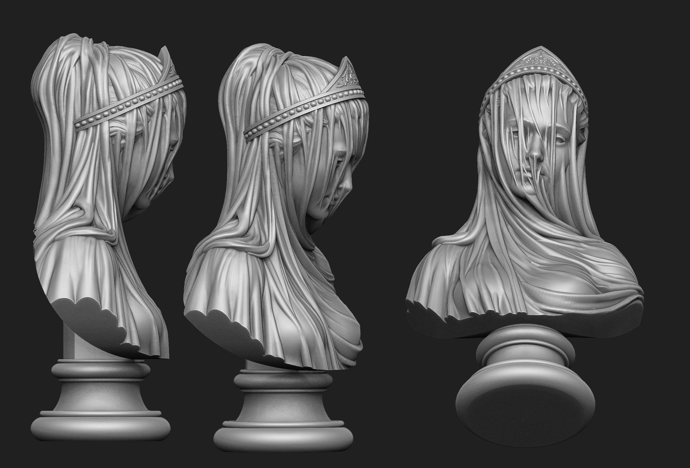 Drapery Bust 3D print model_3