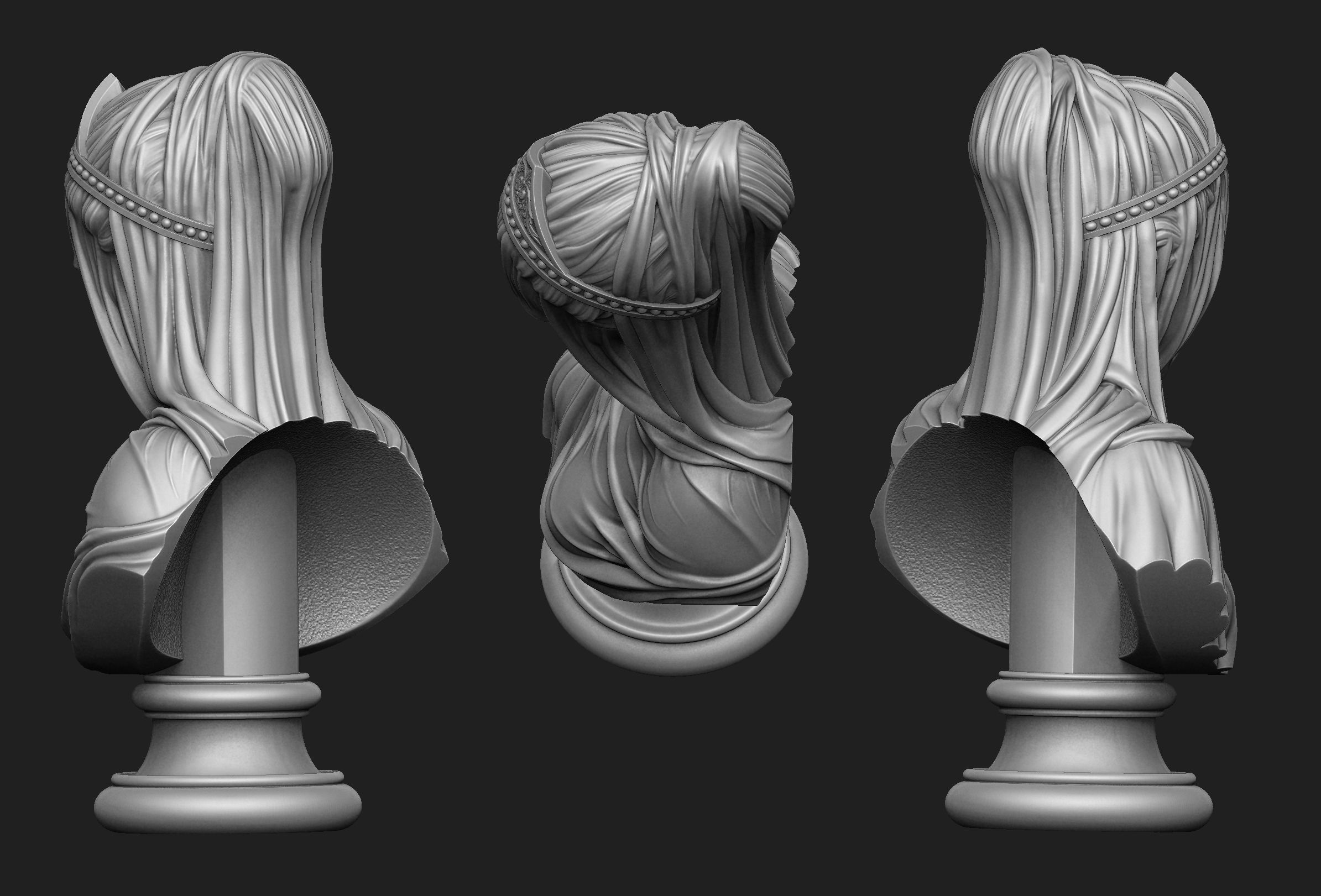 Drapery Bust 3D print model_4