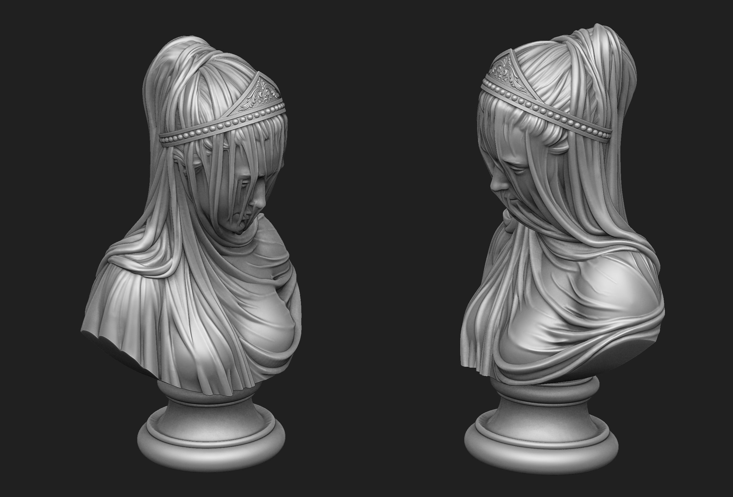 Drapery Bust 3D print model_6