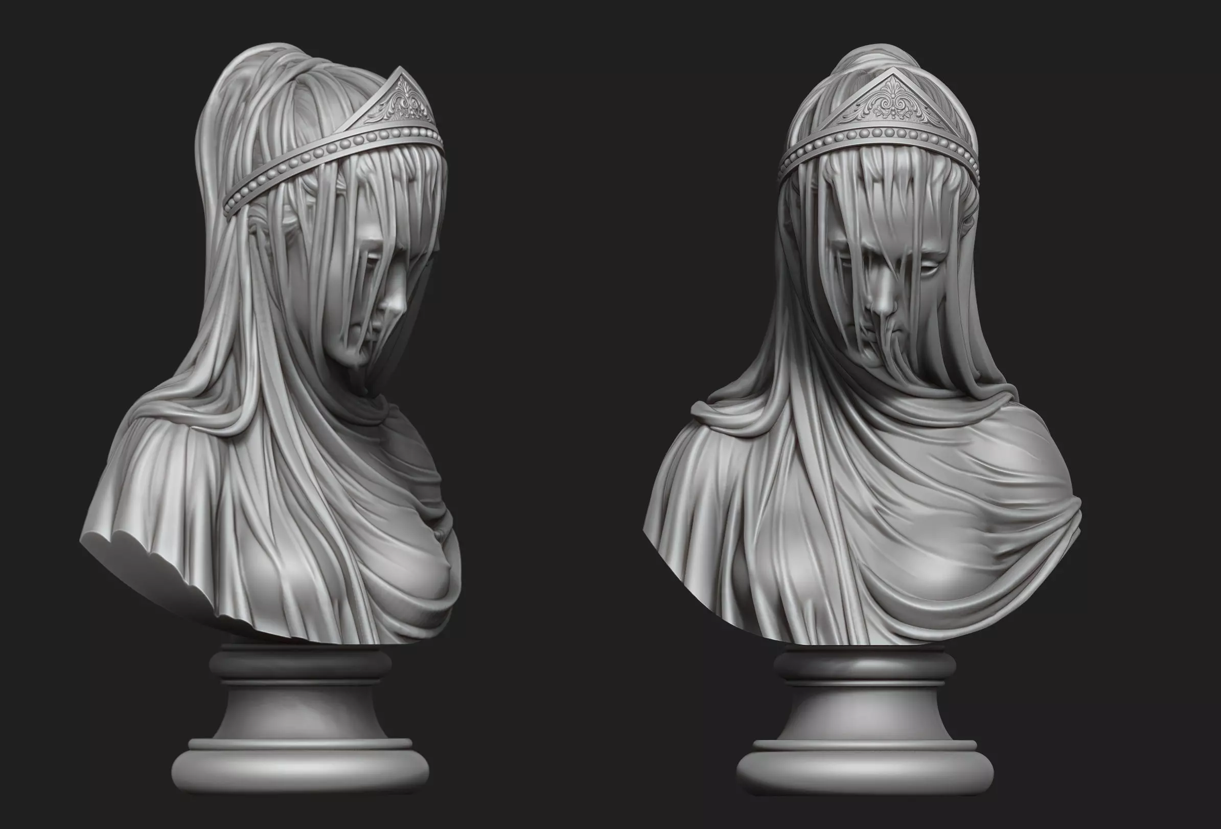 Drapery Bust 3D print model_0